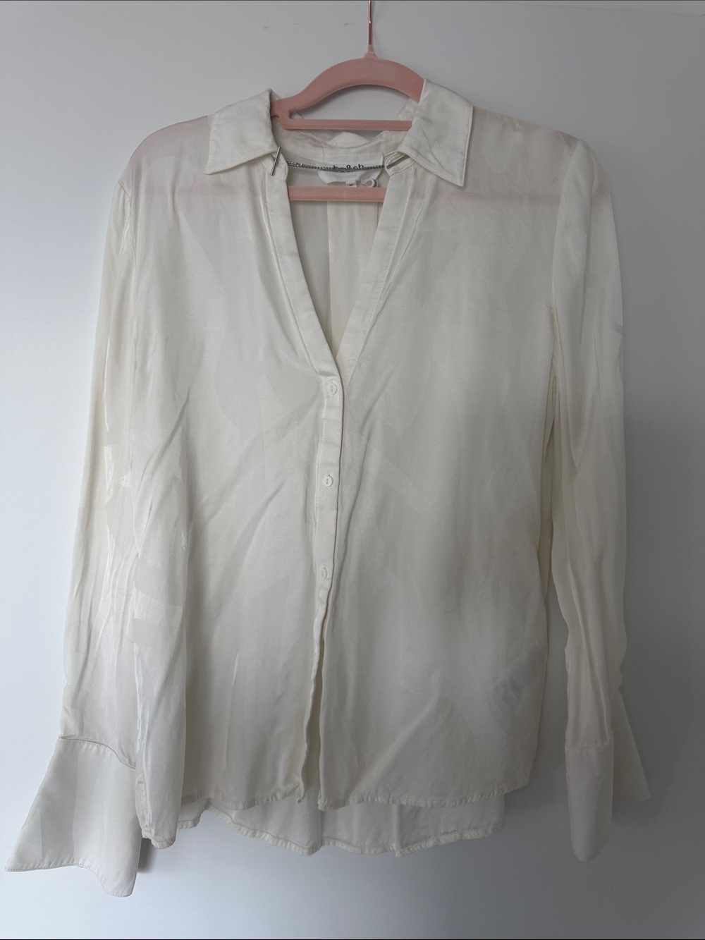 Ba&sh Light Cream V-Neck Button Blouse